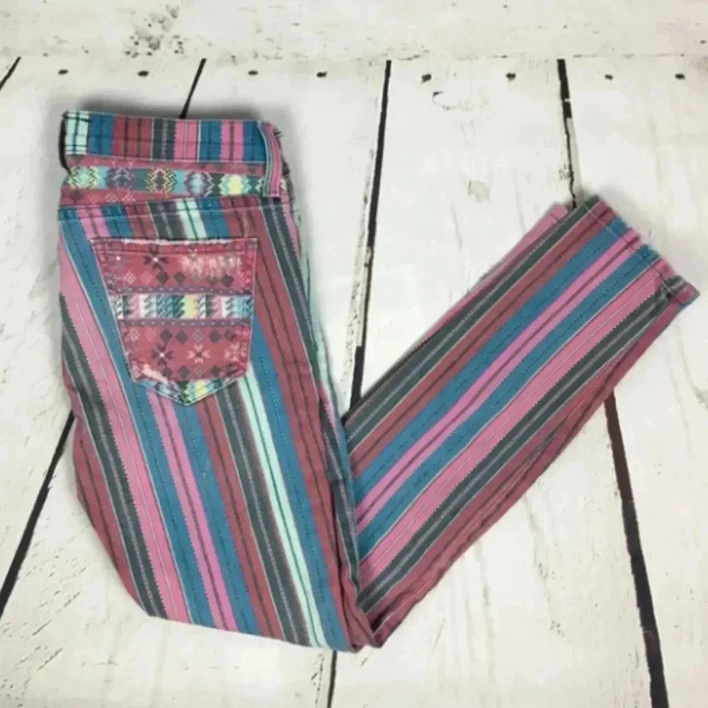 Current/Elliott // Gypsy Stripe Destroyed Denim EUC